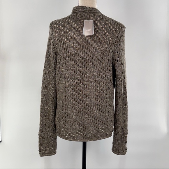 Chico’s Metallic Open-Stitch Knit Cardigan Sweater Jacket Size 1 NWT medium - Picture 10 of 11